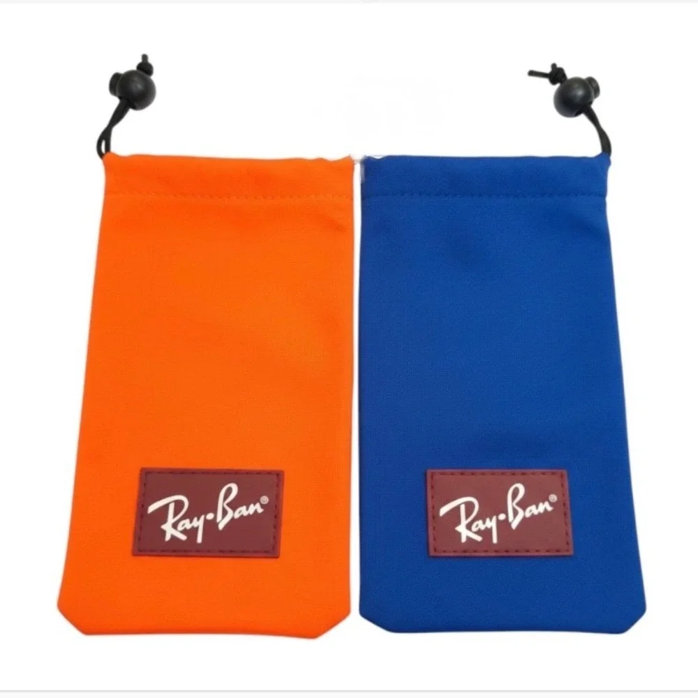 Ray-Ban Sunglasses Pouch Set of 2 Orange and Blue Soft Drawstring Cases kids